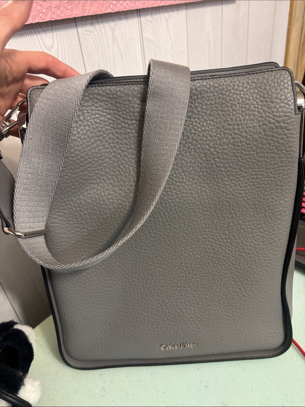 **Brand NEW Calvin Klein Black Leather Crossbody with Silver Hardware Tote